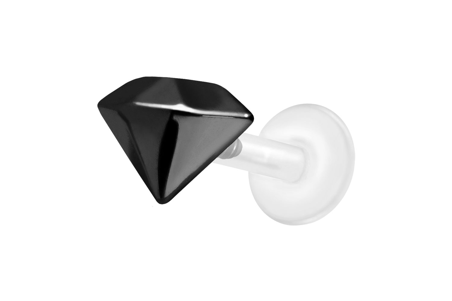 PTFE Labret Piercing mit Innengewinde + Titan-Aufsatz DIAMANT